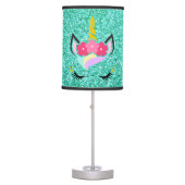 Personalized Unicorn Teal Glitter Table Lamp (Front)
