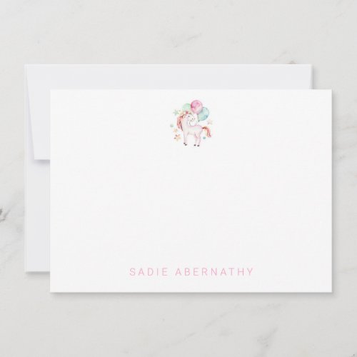 Personalized Unicorn Thank You Note Cards