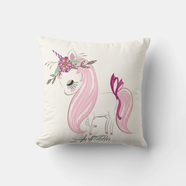 Personalized Unicorn Throw Pillow (Front)