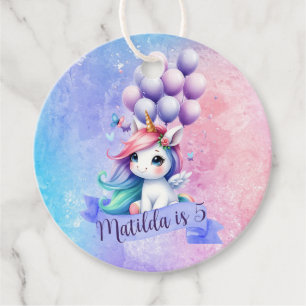 Personalized Unicorn with Balloons Gift Tags