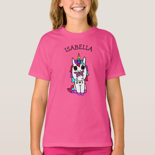 Personalized  Unicorn with Butterfly on Nose Shirt