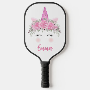 Personalized Unicorn With Pink Name Pickleball Paddle