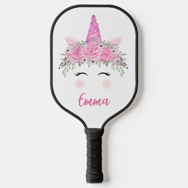 Personalized Unicorn  With Pink Name Pickleball Paddle (Front)