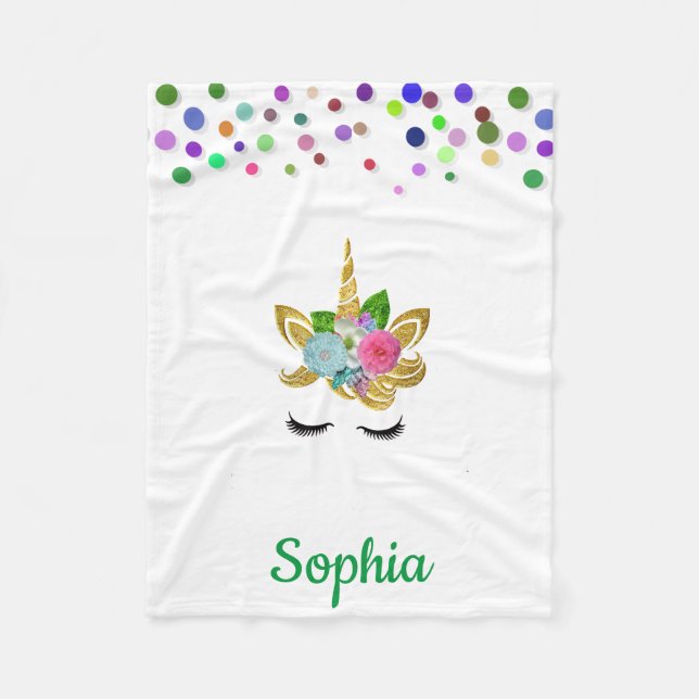Personalized Unicorn with Pony Fleece Blanket (Front)