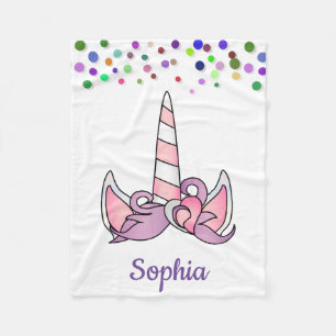 Personalized Unicorn with Pony Fleece Blanket