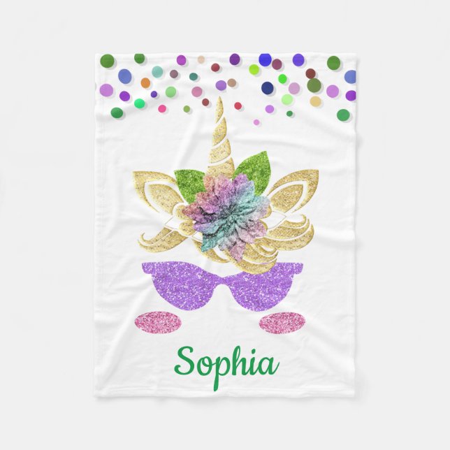 Personalized Unicorn with Pony Fleece Blanket (Front)
