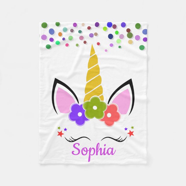 Personalized Unicorn with Pony Fleece Blanket (Front)