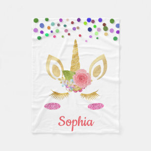 Personalized Unicorn with Pony Fleece Blanket