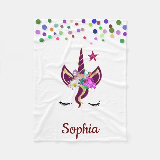 Personalized Unicorn with Pony Fleece Blanket (Front)