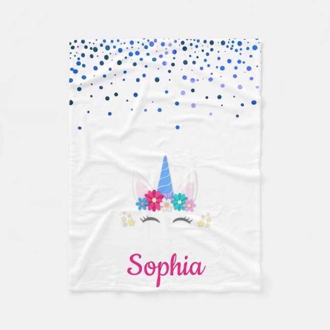 Personalized Unicorn with Pony Fleece Blanket (Front)