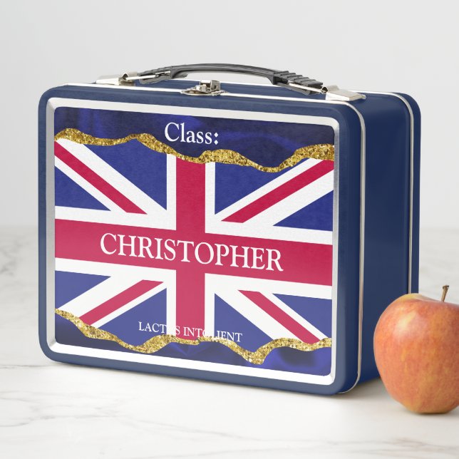 Personalized .Union Flag School Work  Metal Lunch Box (In Situ)