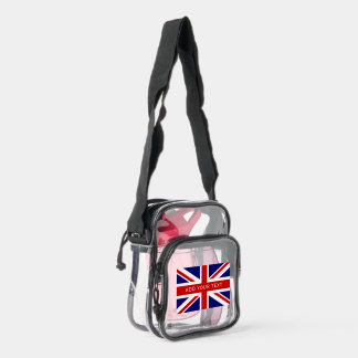 Personalized Union Jack Flag Clear Crossbody Bag