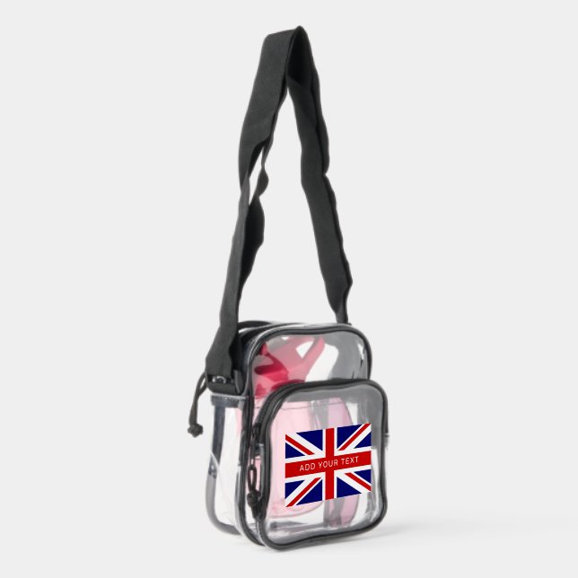 Personalized Union Jack Flag Clear Crossbody Bag (Right)