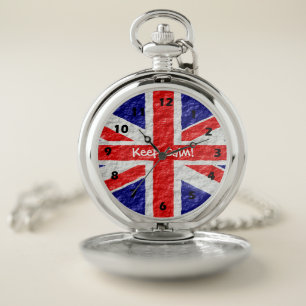 Personalized Union Jack Flag Design Pocket Watch