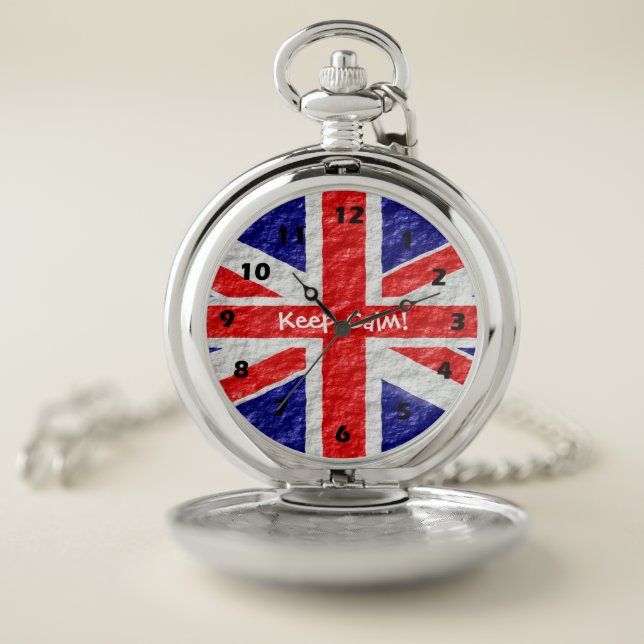 Personalized Union Jack Flag Design Pocket Watch (Inside)