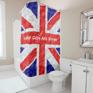 Personalized Union Jack Flag Design Shower Curtain