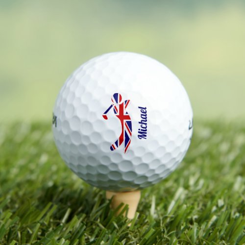 Personalized Union Jack Flag Golf Player Golf Balls