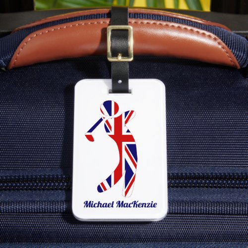 Personalized Union Jack Golfer Luggage Tag