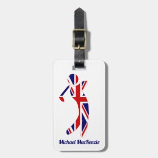 Personalized Union Jack Golfer Luggage Tag