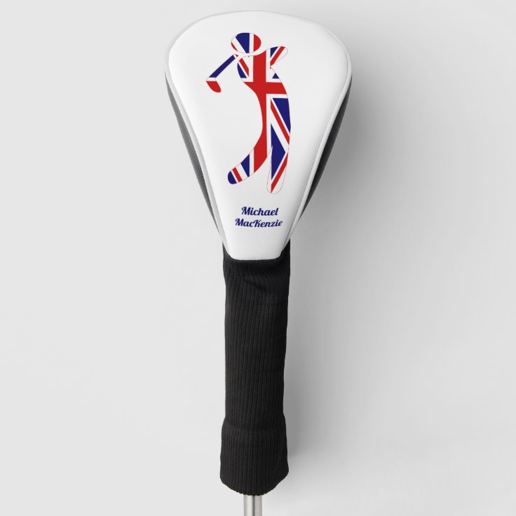 Personalized Union Jack Golfer Silhouette Golf Head Cover Zazzle