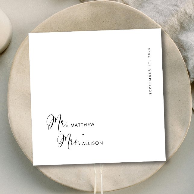Personalized Unique Calligraphy Mr. & Mrs. Wedding Napkins (Personalized Unique Calligraphy Mr. & Mrs. Wedding Napkins)