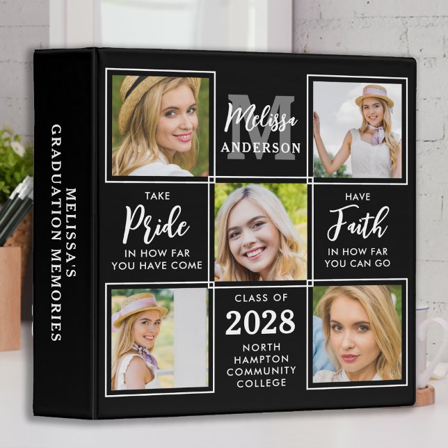 Personalized Unique Collage Graduation Photo Album 3 Ring Binder (Creator Uploaded)