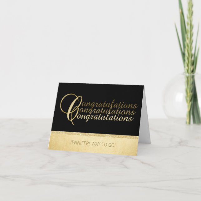 Personalized Unique CONGRATULATIONS Black Gold Card (Front)