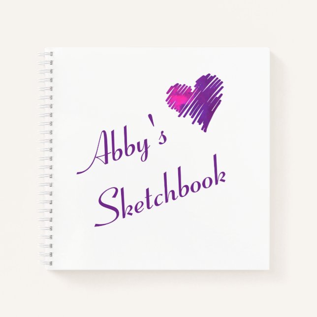 Personalized Unique Cute Heart Doodle Sketchbook Notebook (Front)