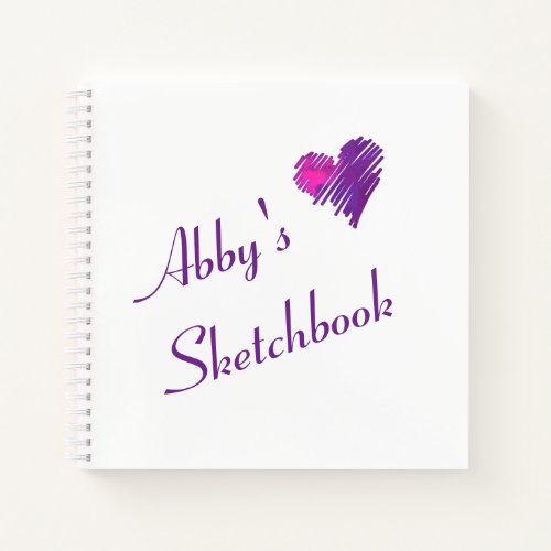 Personalized Unique Cute Heart Doodle Sketchbook Notebook