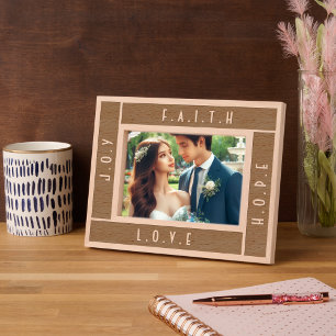 Personalized Unique Faith Love Hope Joy Typography Engraved Frames