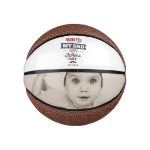 Personalized Unique Fathers Day Photo Gift Mini Basketball