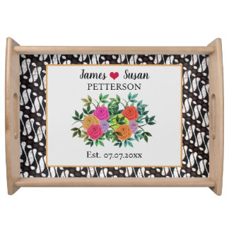 Personalized Unique Java Ethnic Batik Wedding Gift Serving Tray
