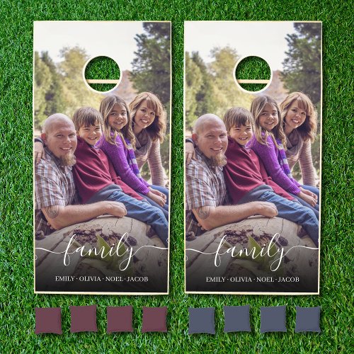 Personalized Unique Memorable Family Photo Names Cornhole Set