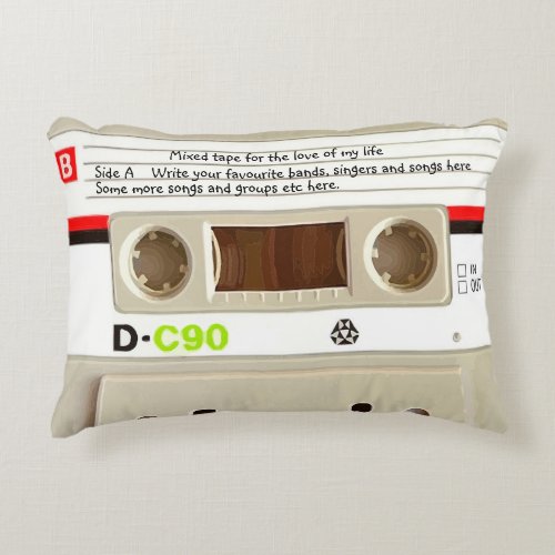 Personalized Unique Retro Mixed cassette tape  Accent Pillow