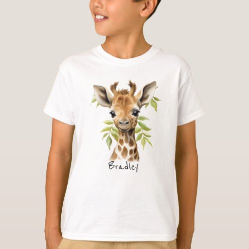 Personalized Unisex Giraffe T_Shirt for Kids 