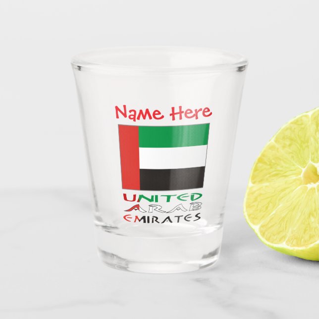 Personalized United Arab Emirates Flag Shot Glass (Front)