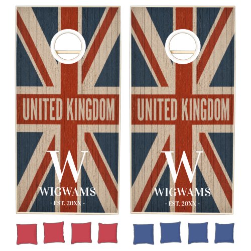 Personalized United Kingdom Flag Cornhole Set