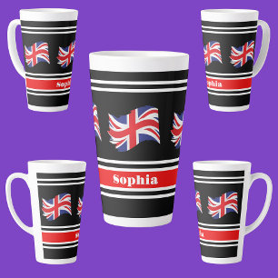Personalized United Kingdom Flag Latte Mug