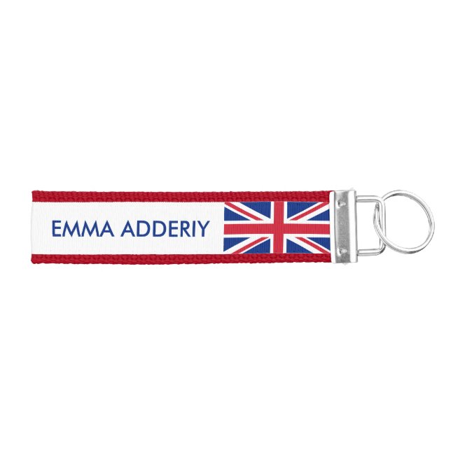 Personalized United Kingdom flag Wrist Keychain (Keys on Right)