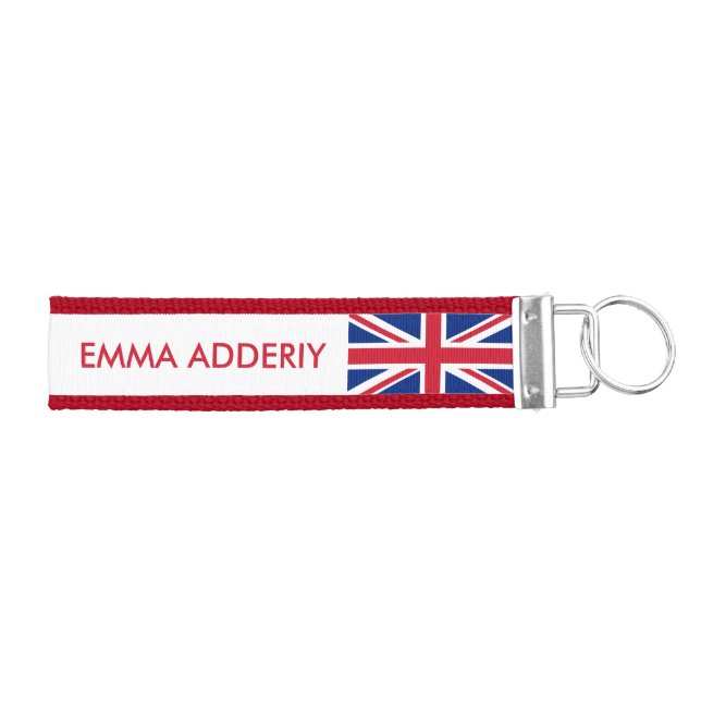Personalized United Kingdom flag Wrist Keychain (Keys on Right)