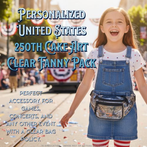 Personalized United States 250th Cake Art Clear Fanny Pack Personalized United States 250th Cake Art Clear Fanny Pack