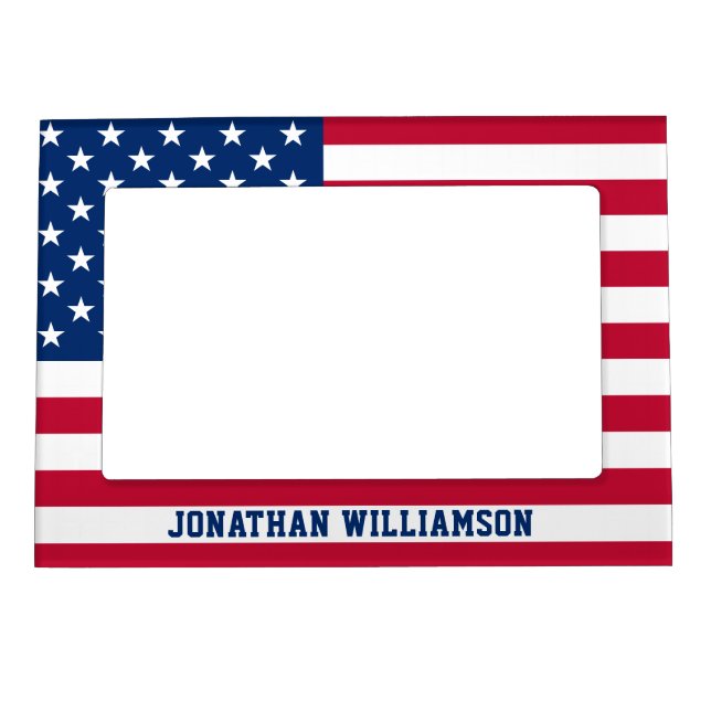 Personalized United States Flag Stars and Stripes Magnetic Frame (Front)