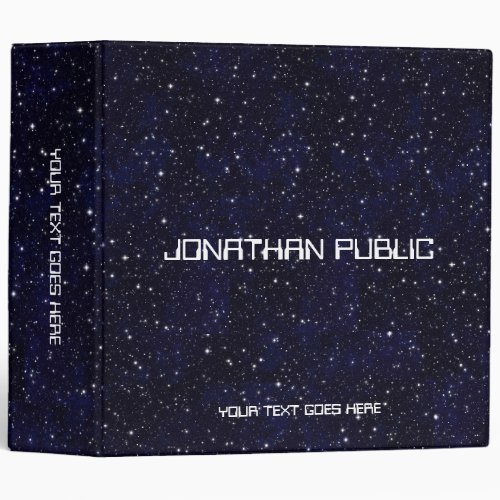 Personalized Universe Black Science Space Stars 3 Ring Binder