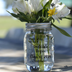 Personalized university doctorates graduate mason jar