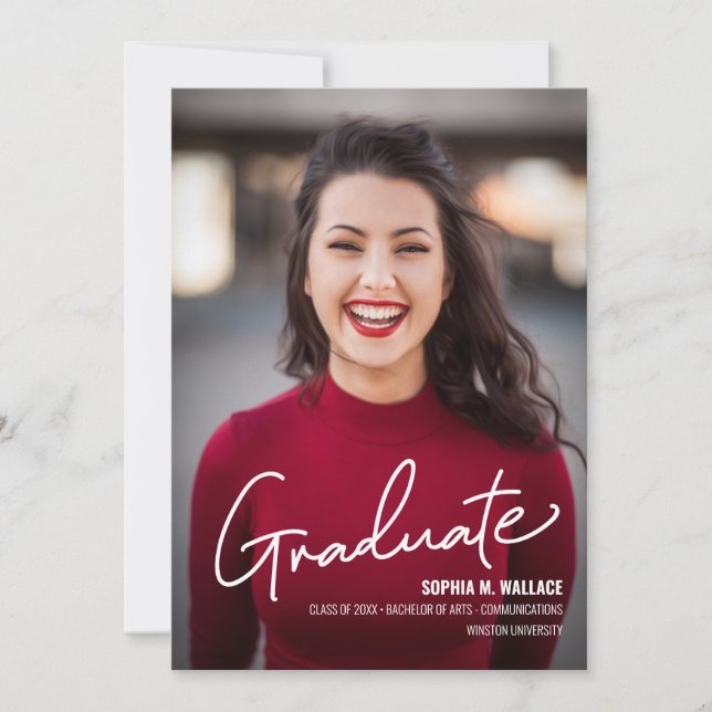 Personalized University Graduate with Photo Announ Announcement (Front)