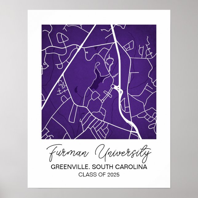 Personalized University Map, custom map, college c Poster (Front)