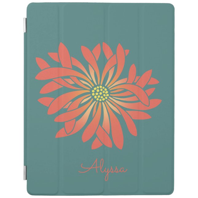 Personalized Untamed Coral Flower iPad Smart Cover (Front)
