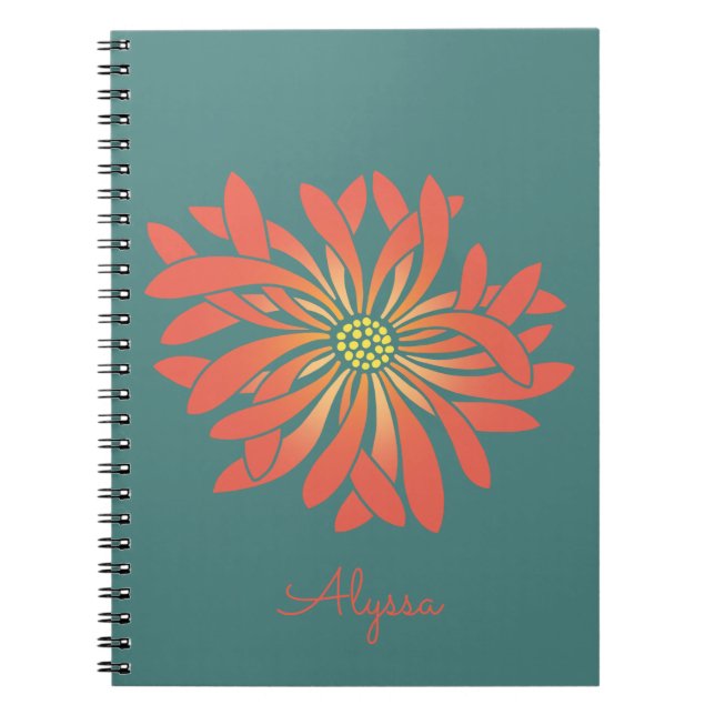 Personalized Untamed Coral Flower Notebook (Front)
