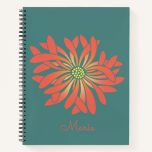 Personalized Untamed Coral Flower Notebook