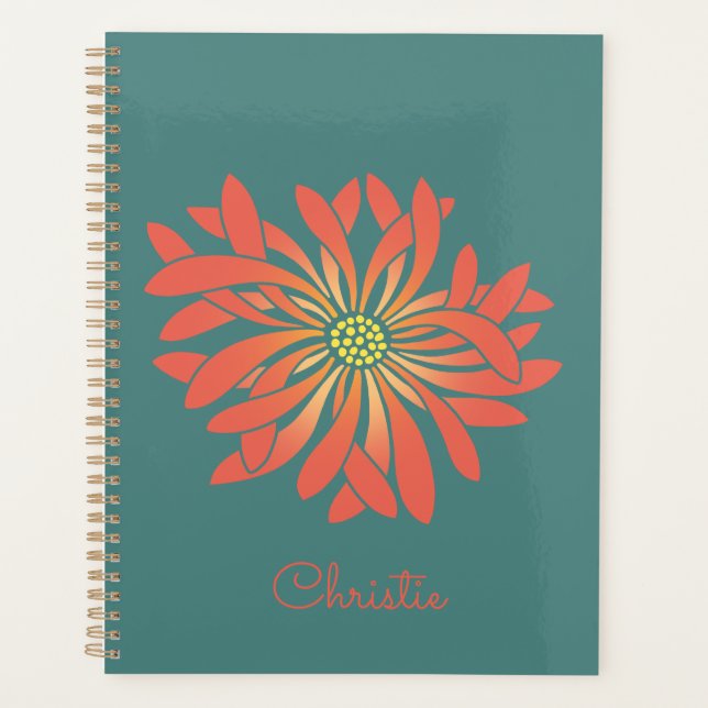 Personalized Untamed Coral Flower Planner (Front)